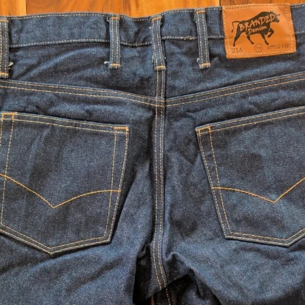 Branded Denim Style 102 Jeans 32x34 Raw Indigo USA Made DISCONTINUED - Picture 4 of 5